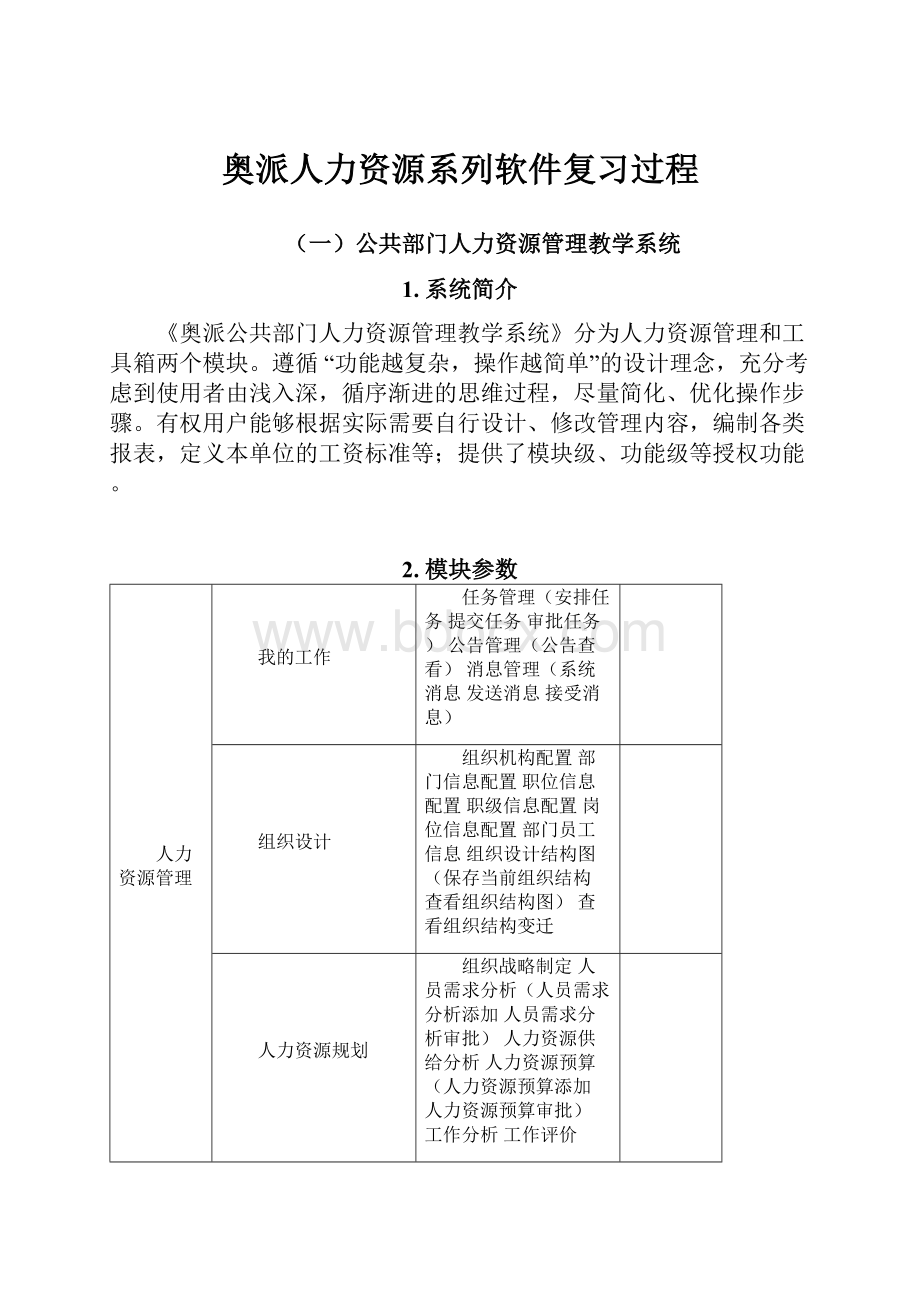 奥派人力资源系列软件复习过程.docx