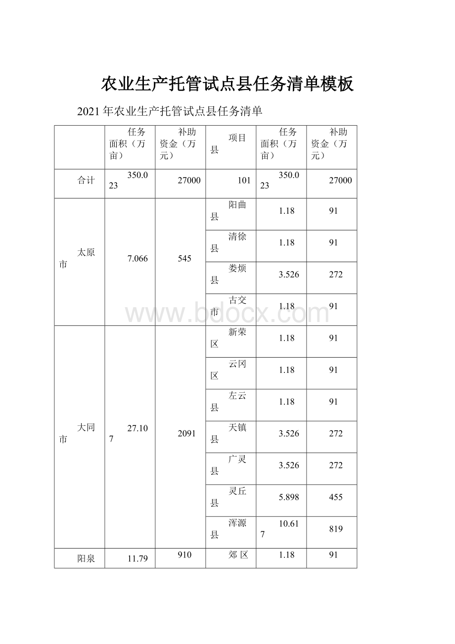 农业生产托管试点县任务清单模板.docx