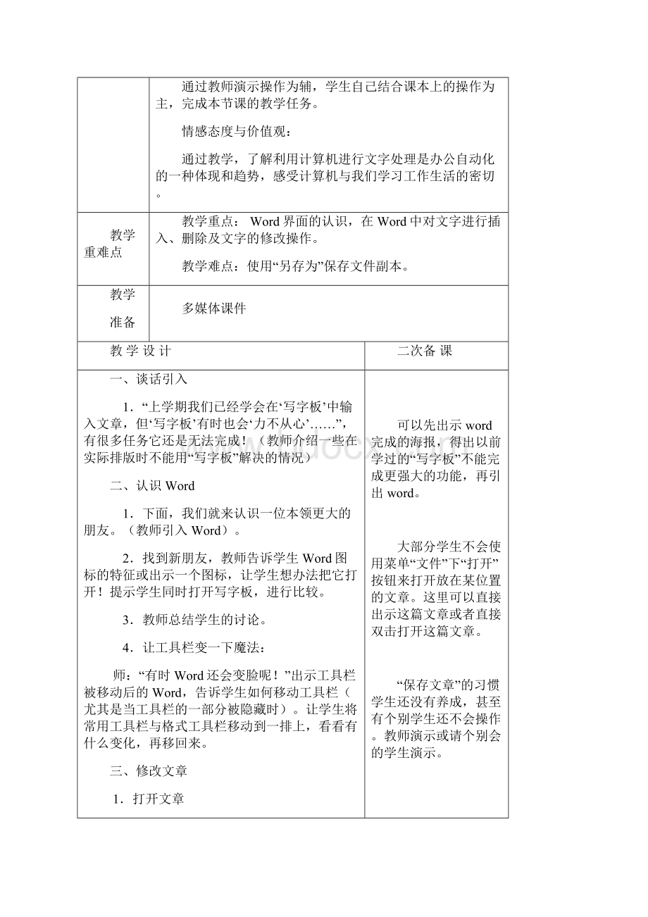 浙摄版小学信息技术四年级上册教学设计.docx_第2页