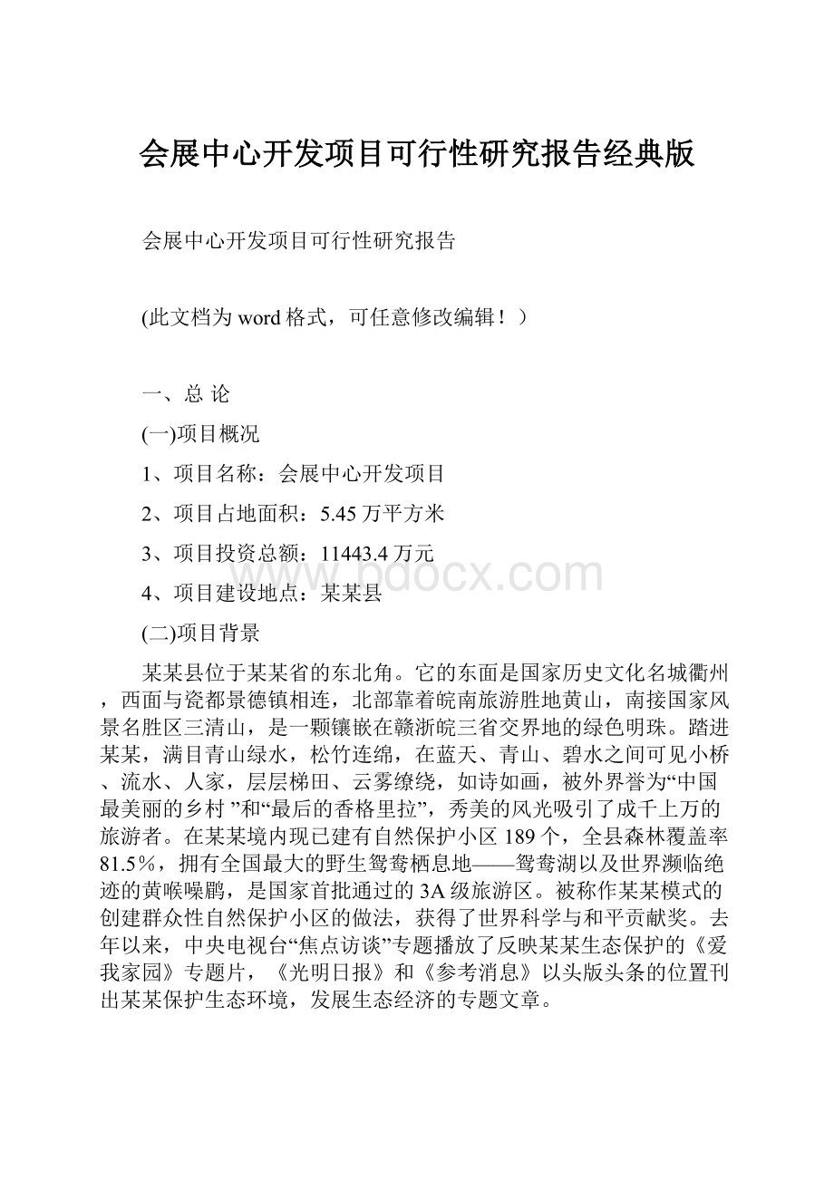 会展中心开发项目可行性研究报告经典版.docx