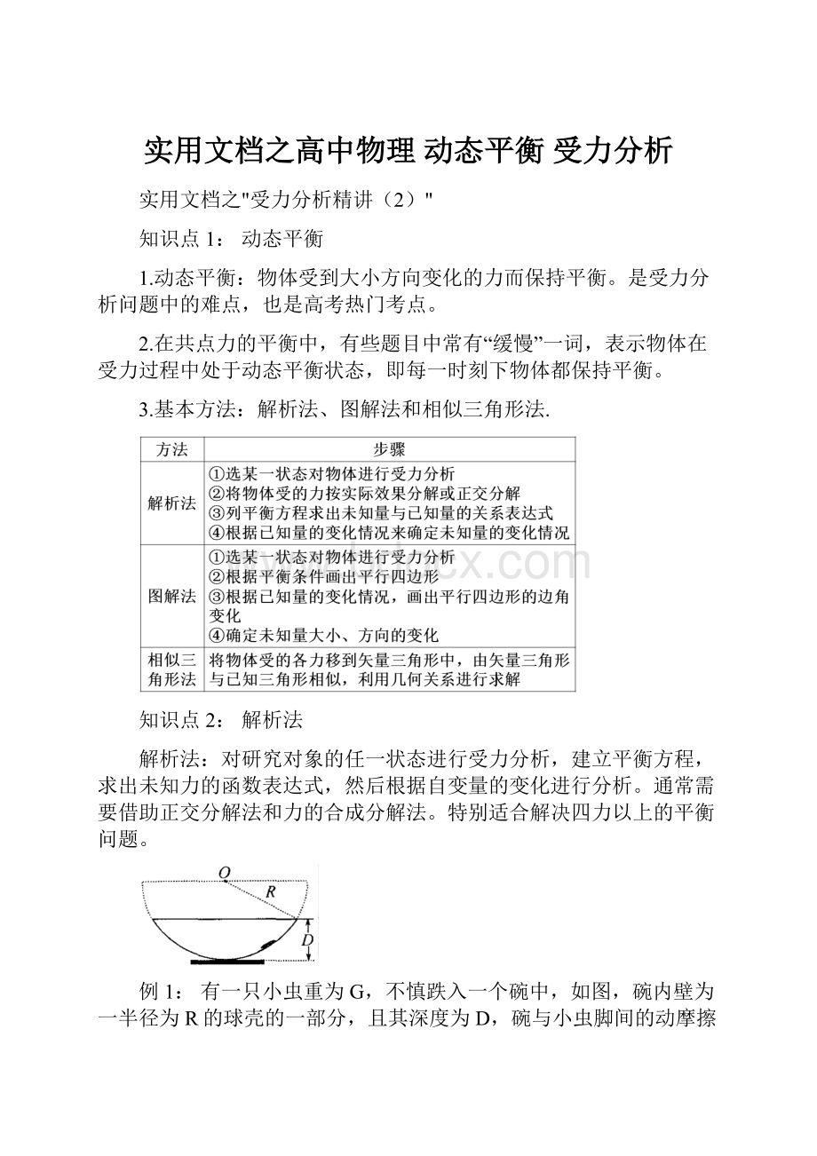 实用文档之高中物理 动态平衡 受力分析.docx