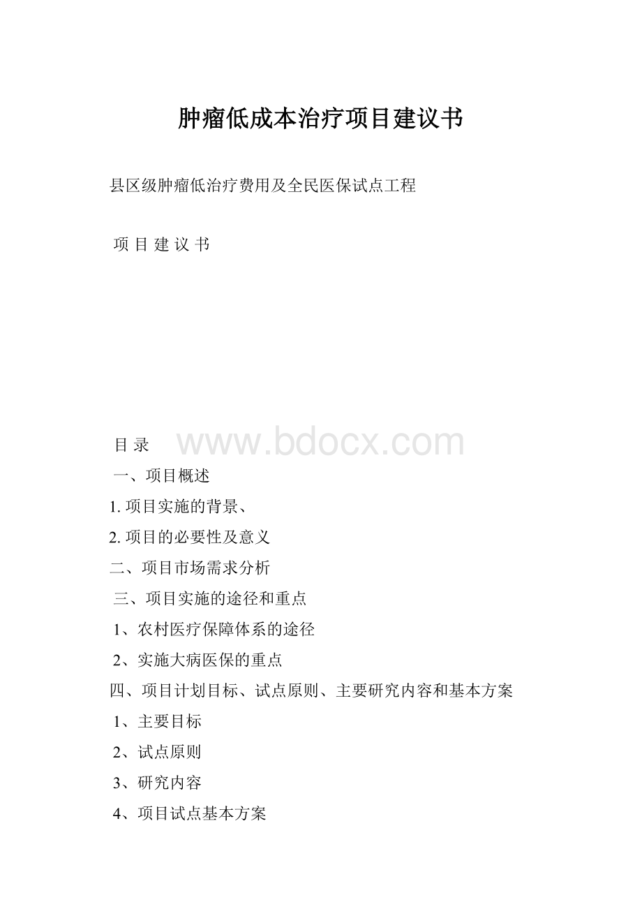 肿瘤低成本治疗项目建议书.docx