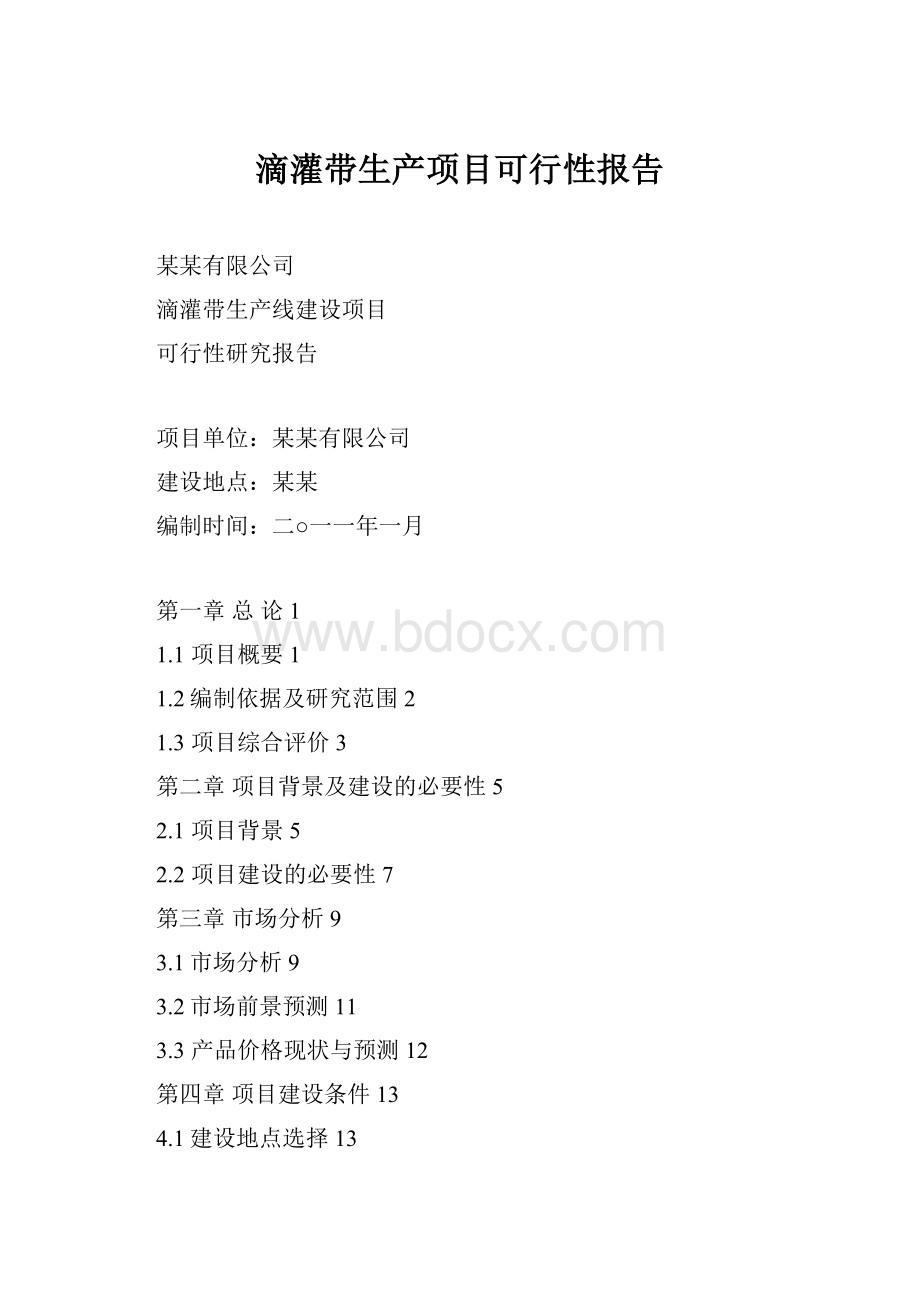 滴灌带生产项目可行性报告.docx_第1页