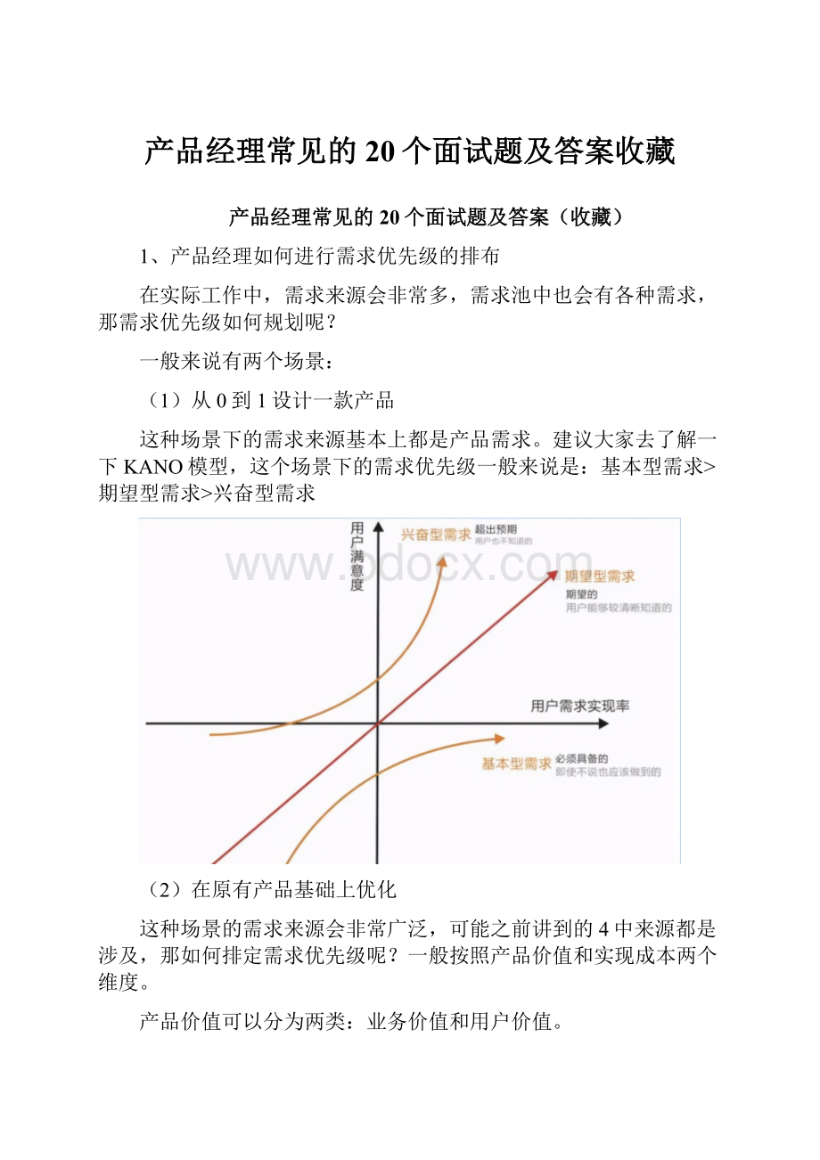 产品经理常见的20个面试题及答案收藏.docx