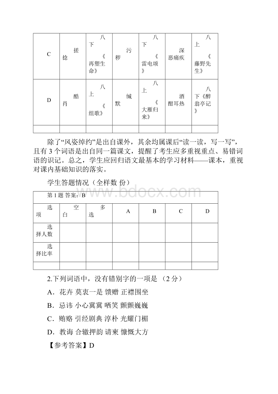 期末考试八年级语文质量分析.docx_第2页