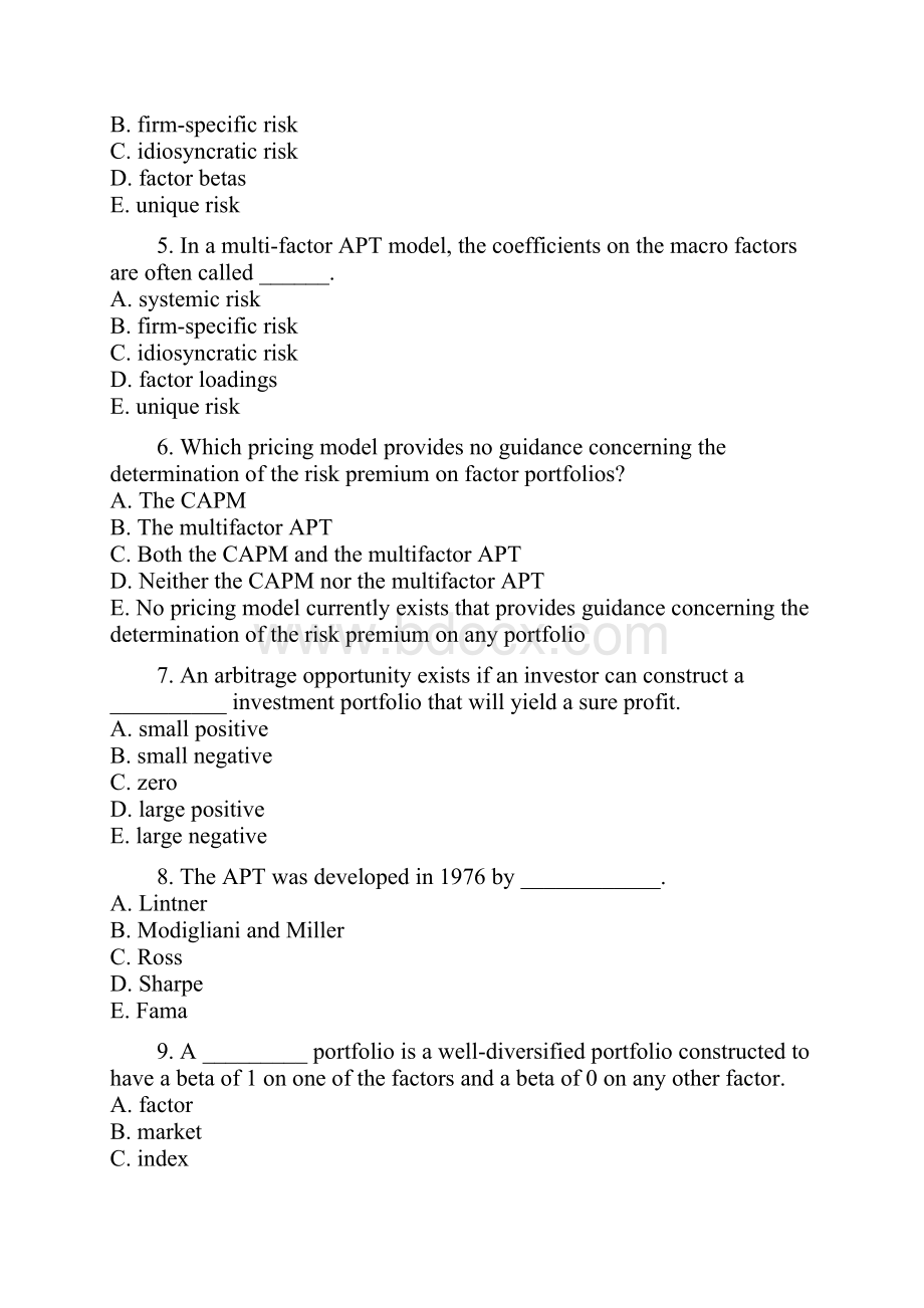 投资学课后答案APT之欧阳与创编.docx_第2页