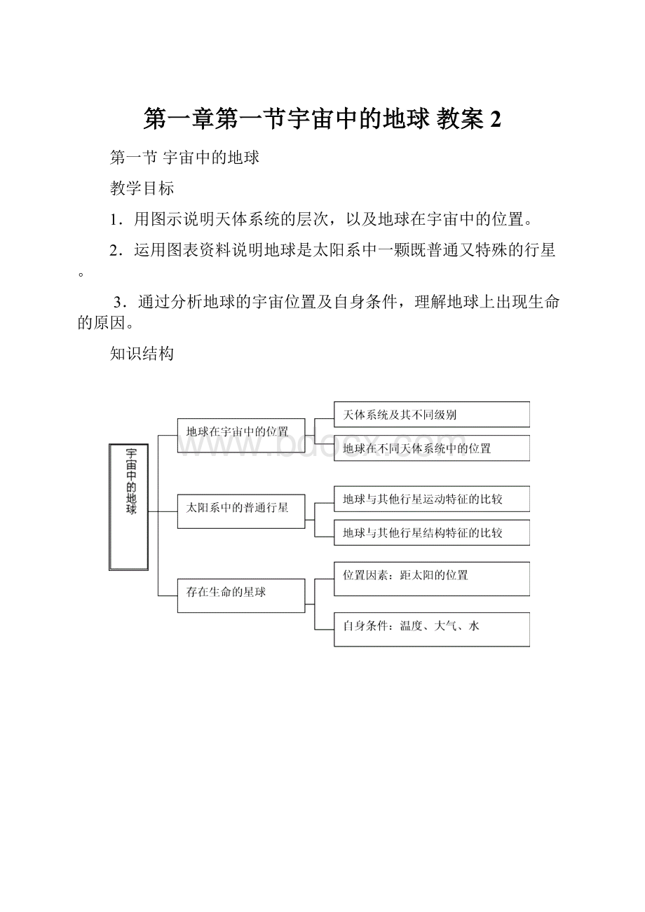 第一章第一节宇宙中的地球 教案2.docx