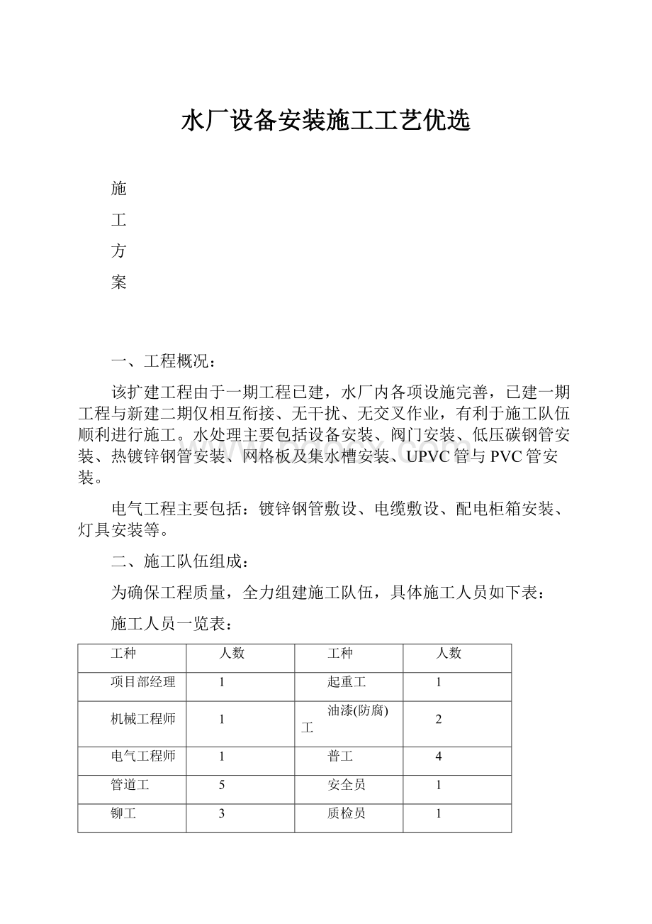 水厂设备安装施工工艺优选.docx_第1页