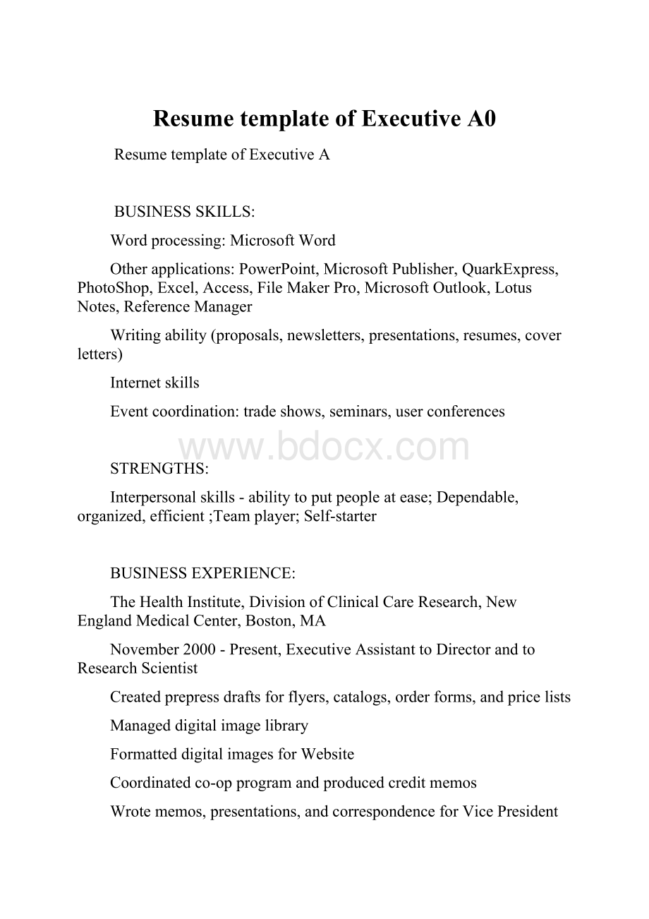 Resume template of Executive A0.docx