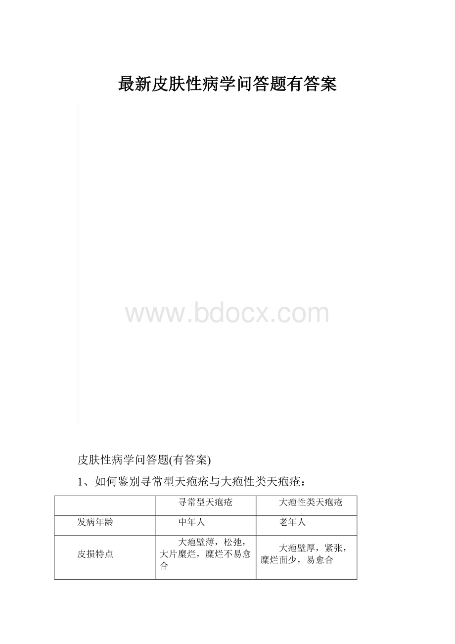 最新皮肤性病学问答题有答案.docx