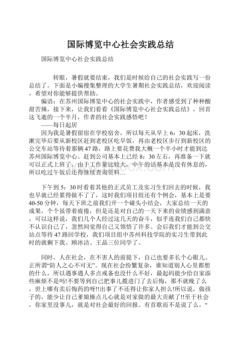 国际博览中心社会实践总结.docx_第1页