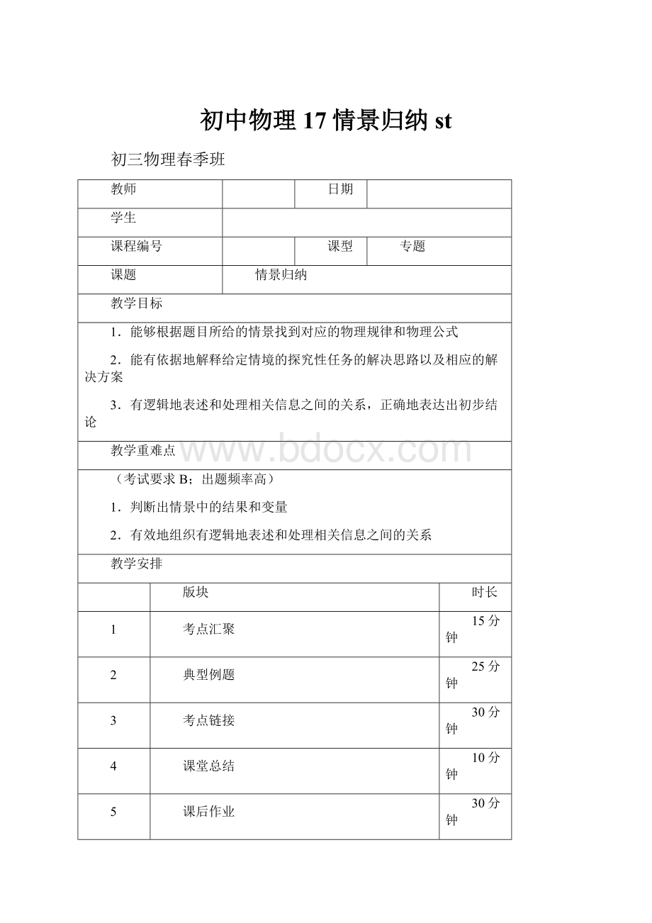 初中物理17情景归纳 st.docx