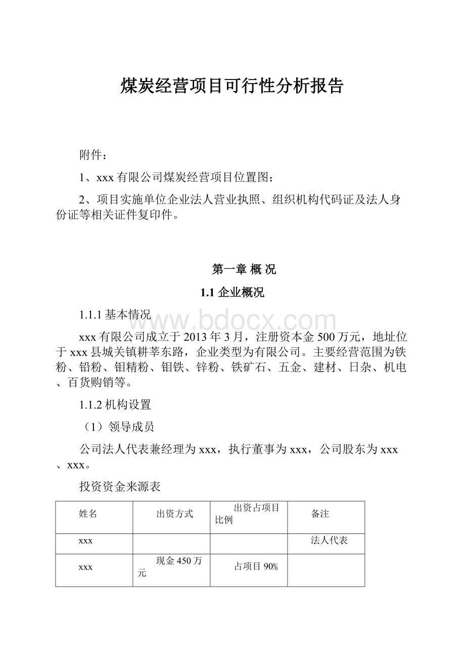 煤炭经营项目可行性分析报告.docx_第1页