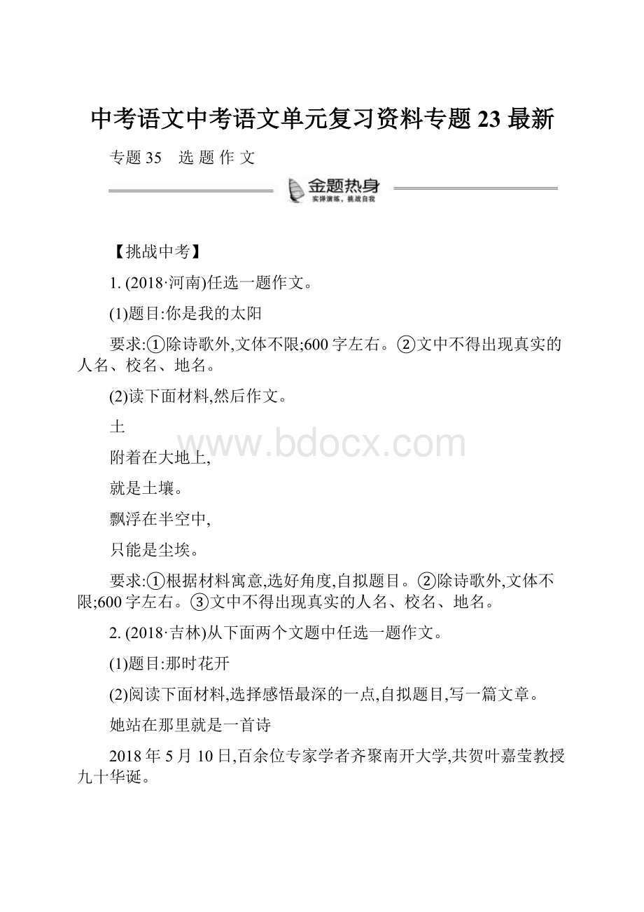 中考语文中考语文单元复习资料专题23 最新.docx