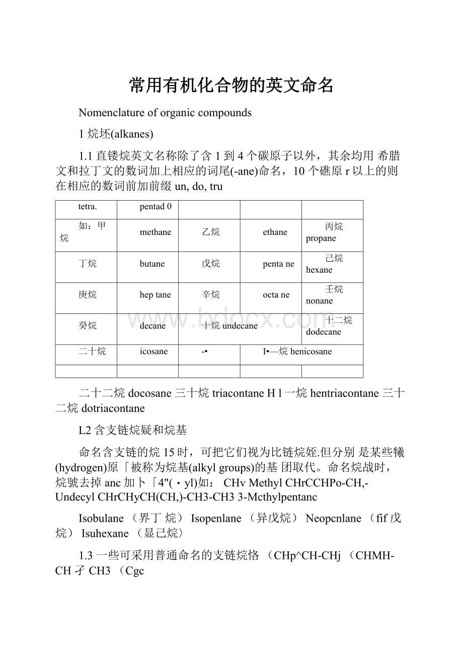 常用有机化合物的英文命名.docx