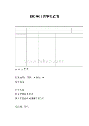 ISO9001内审检查表.docx