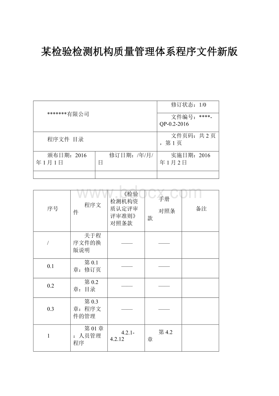 某检验检测机构质量管理体系程序文件新版.docx