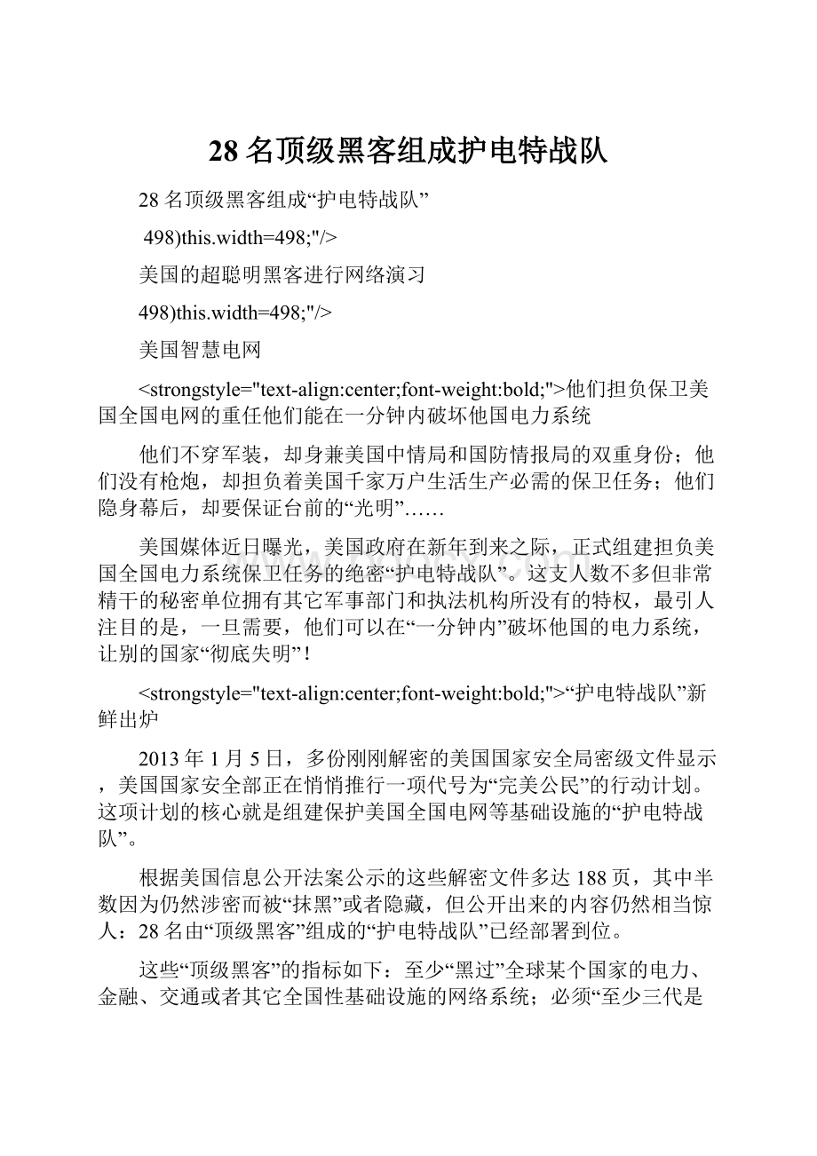 28名顶级黑客组成护电特战队.docx