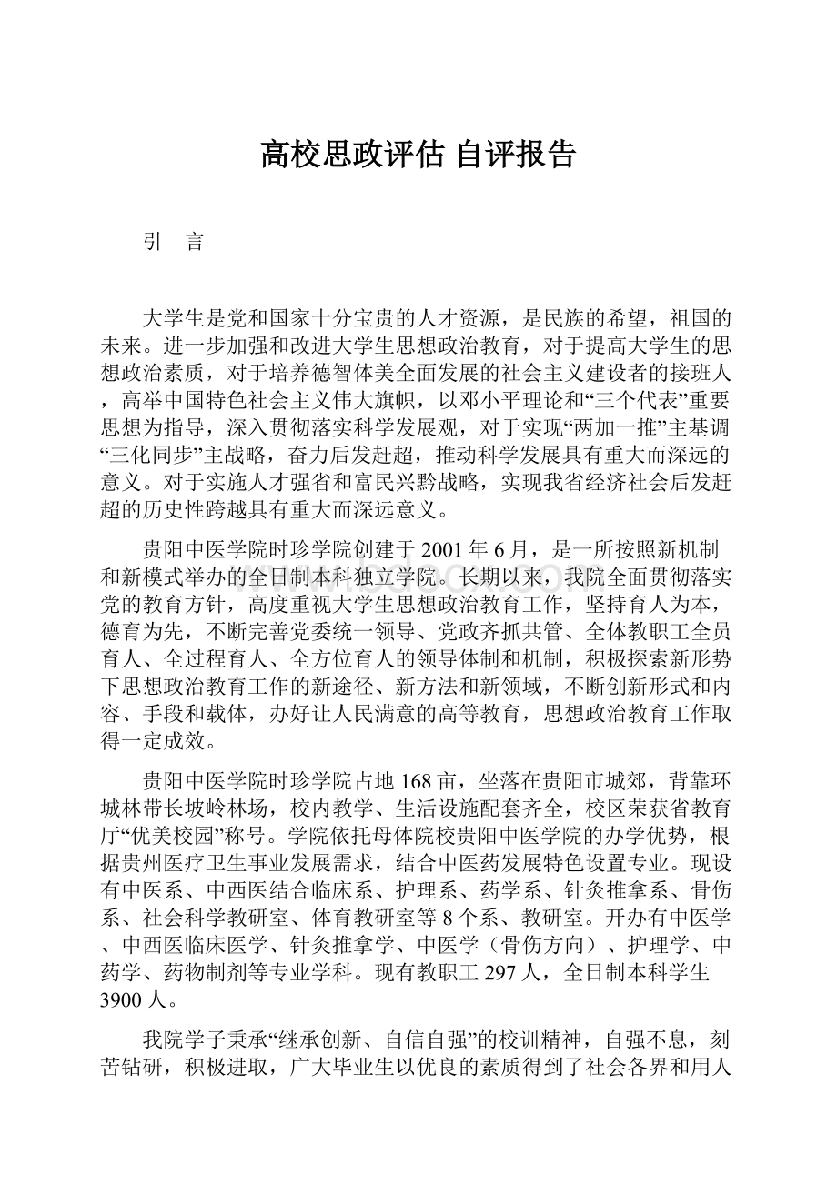 高校思政评估 自评报告.docx_第1页