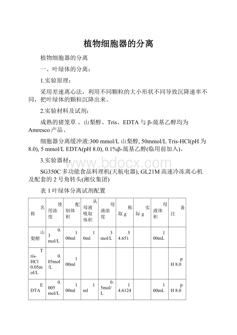 植物细胞器的分离.docx