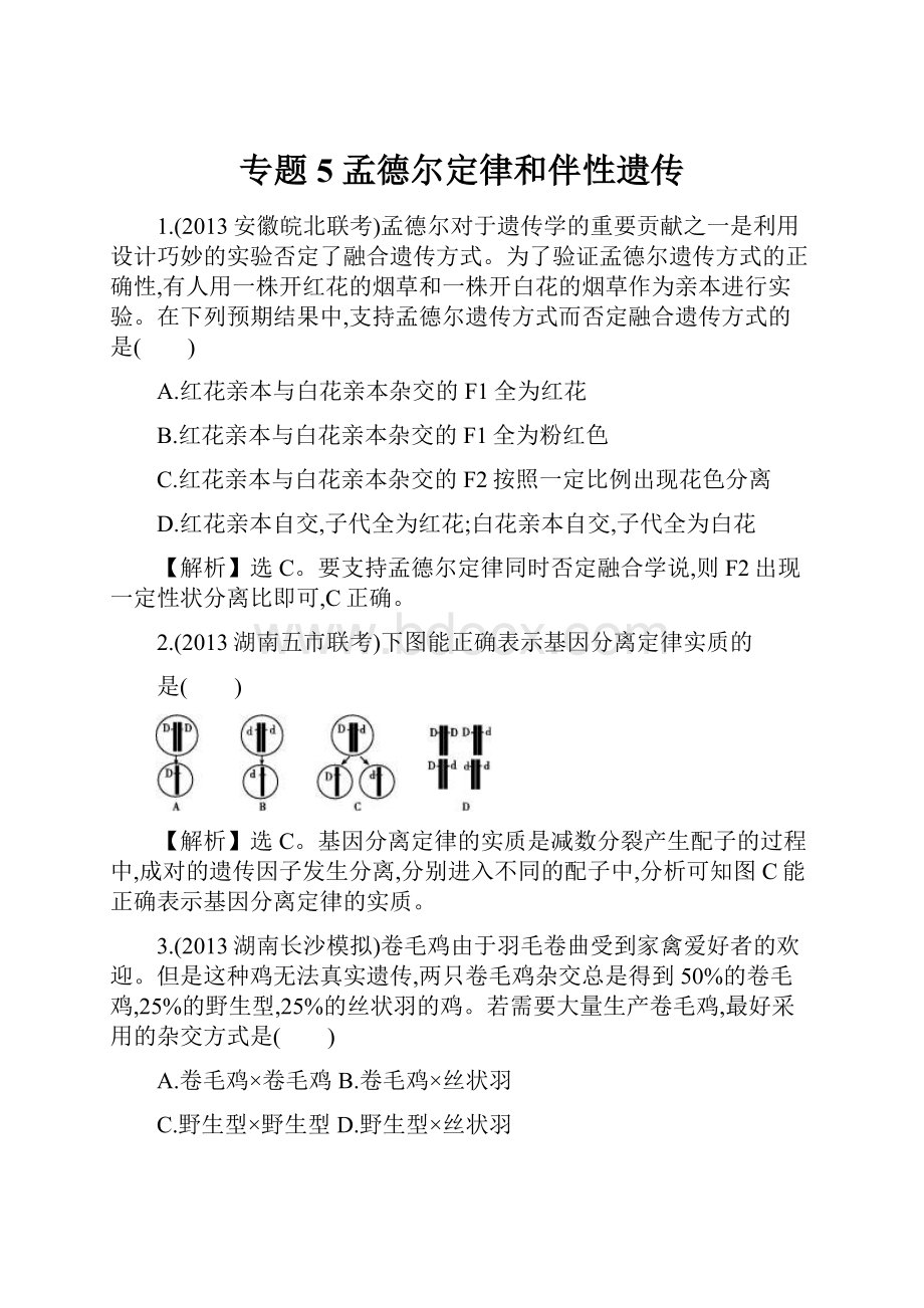 专题5孟德尔定律和伴性遗传.docx_第1页