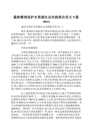 最新整理保护水资源社会实践报告范文5篇docx.docx