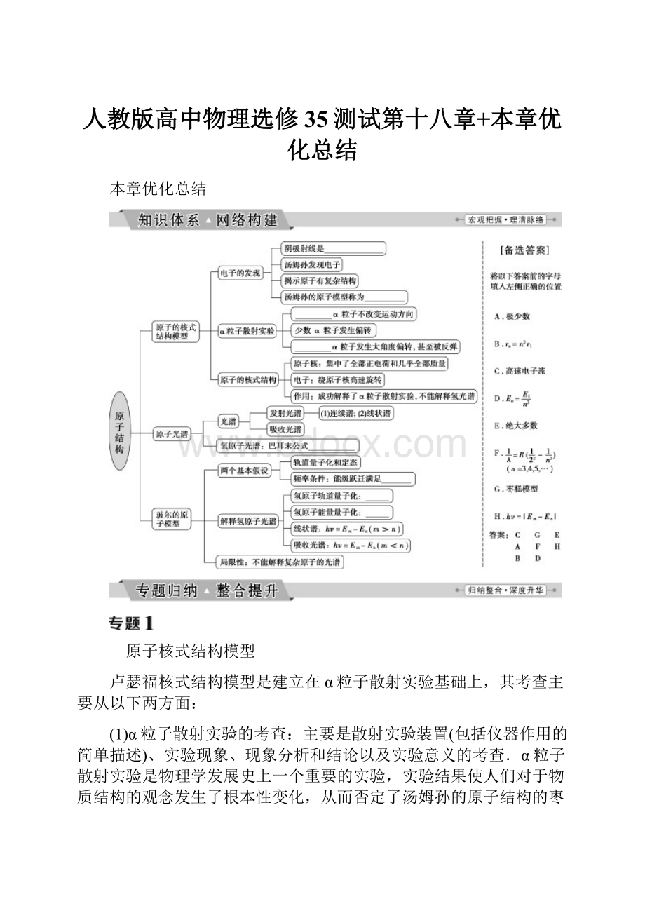 人教版高中物理选修35测试第十八章+本章优化总结.docx