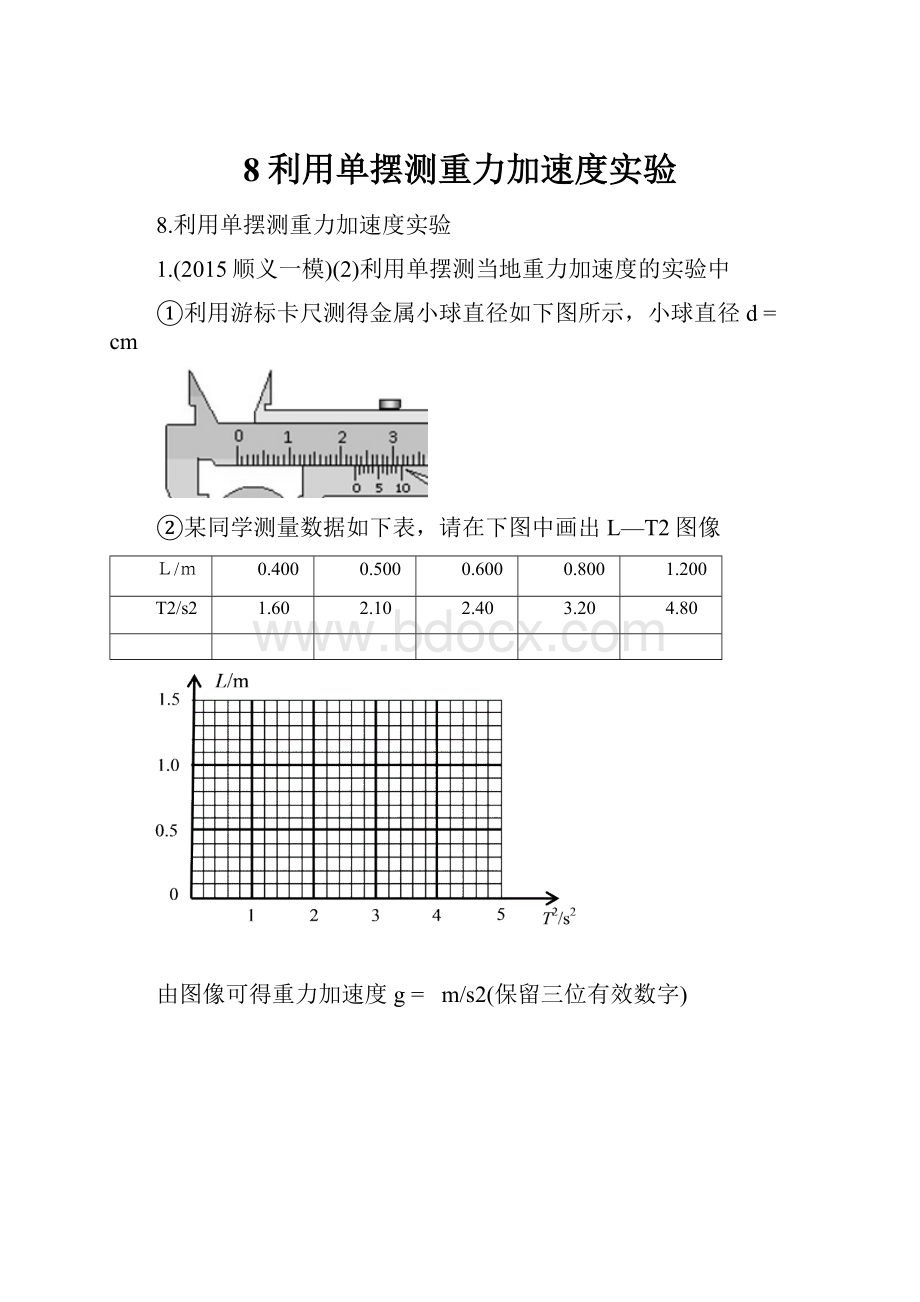 8利用单摆测重力加速度实验.docx_第1页