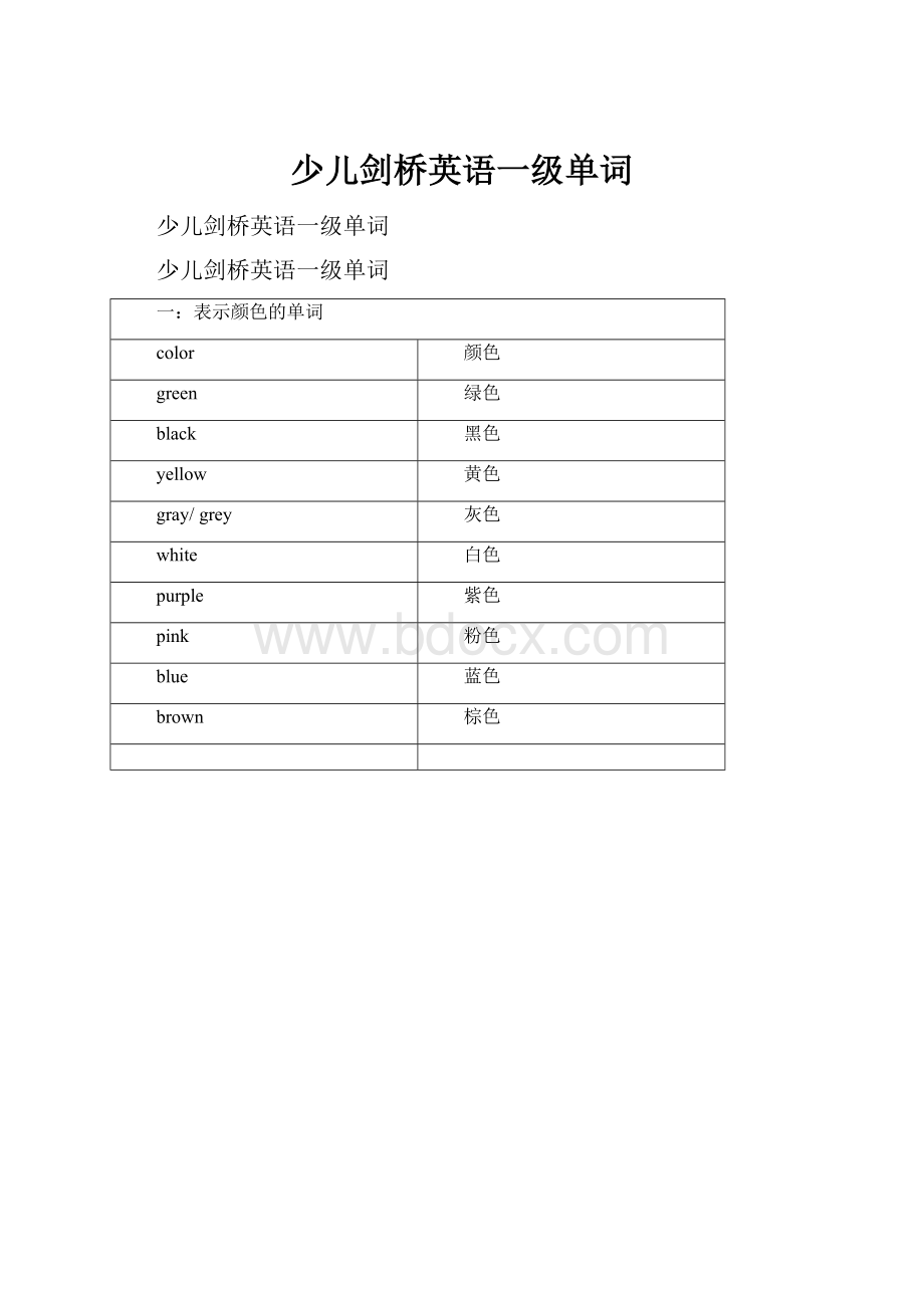 少儿剑桥英语一级单词.docx_第1页