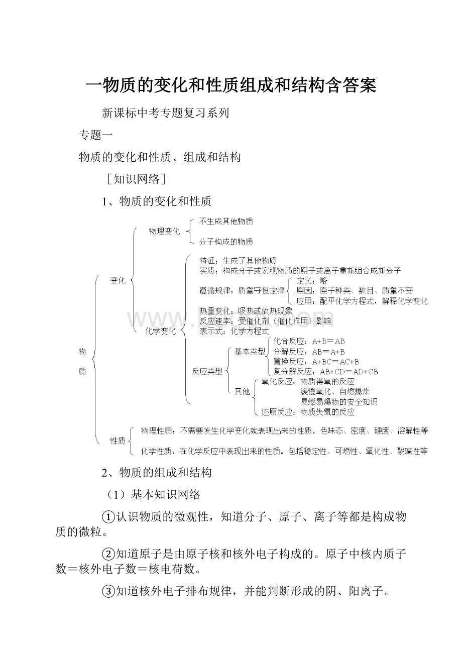 一物质的变化和性质组成和结构含答案.docx_第1页