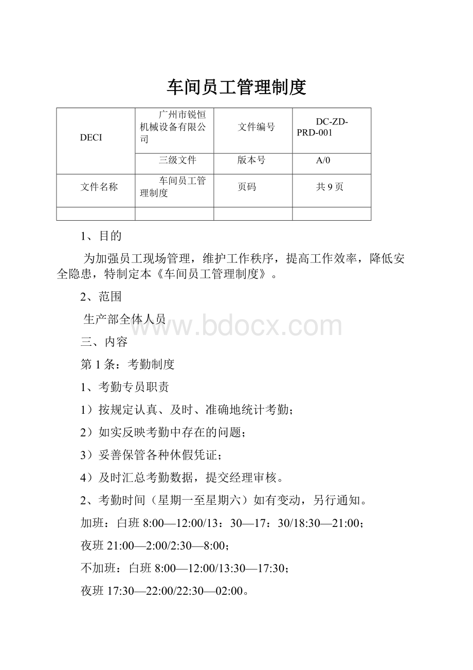 车间员工管理制度.docx_第1页