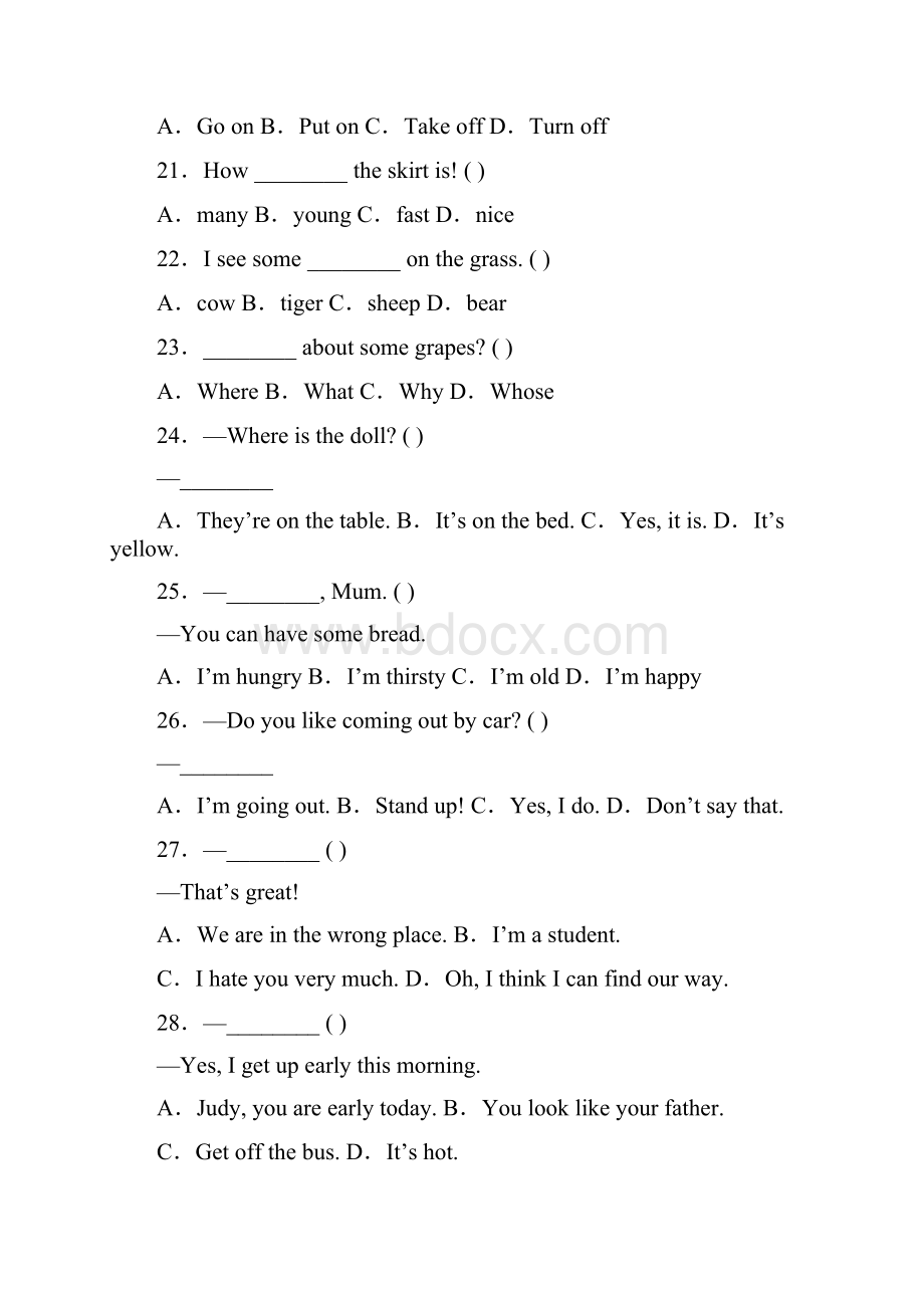 全国小学英语竞赛四年级决赛训练高频题附答案.docx_第3页