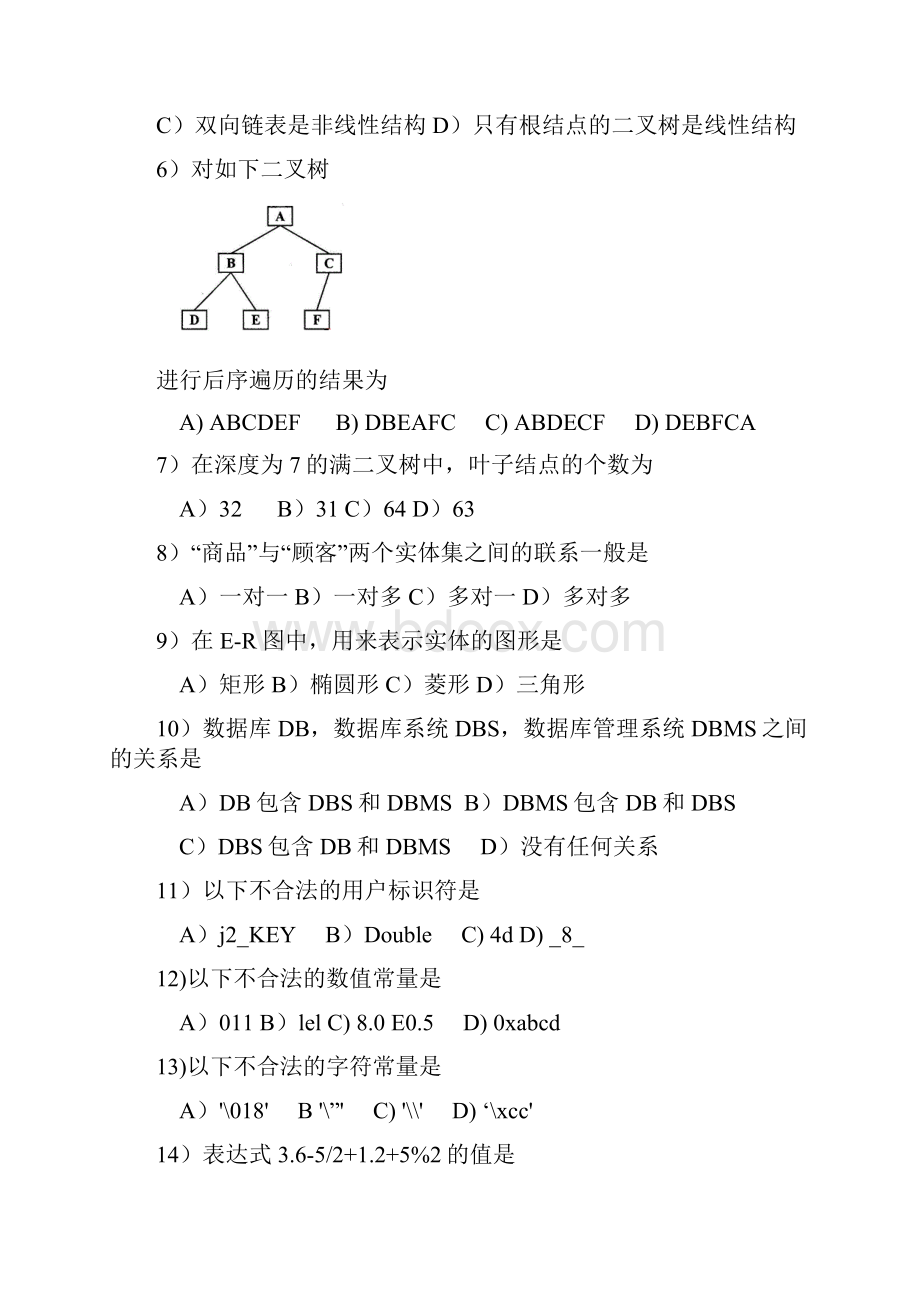 二级C语言笔试真题及答案.docx_第2页