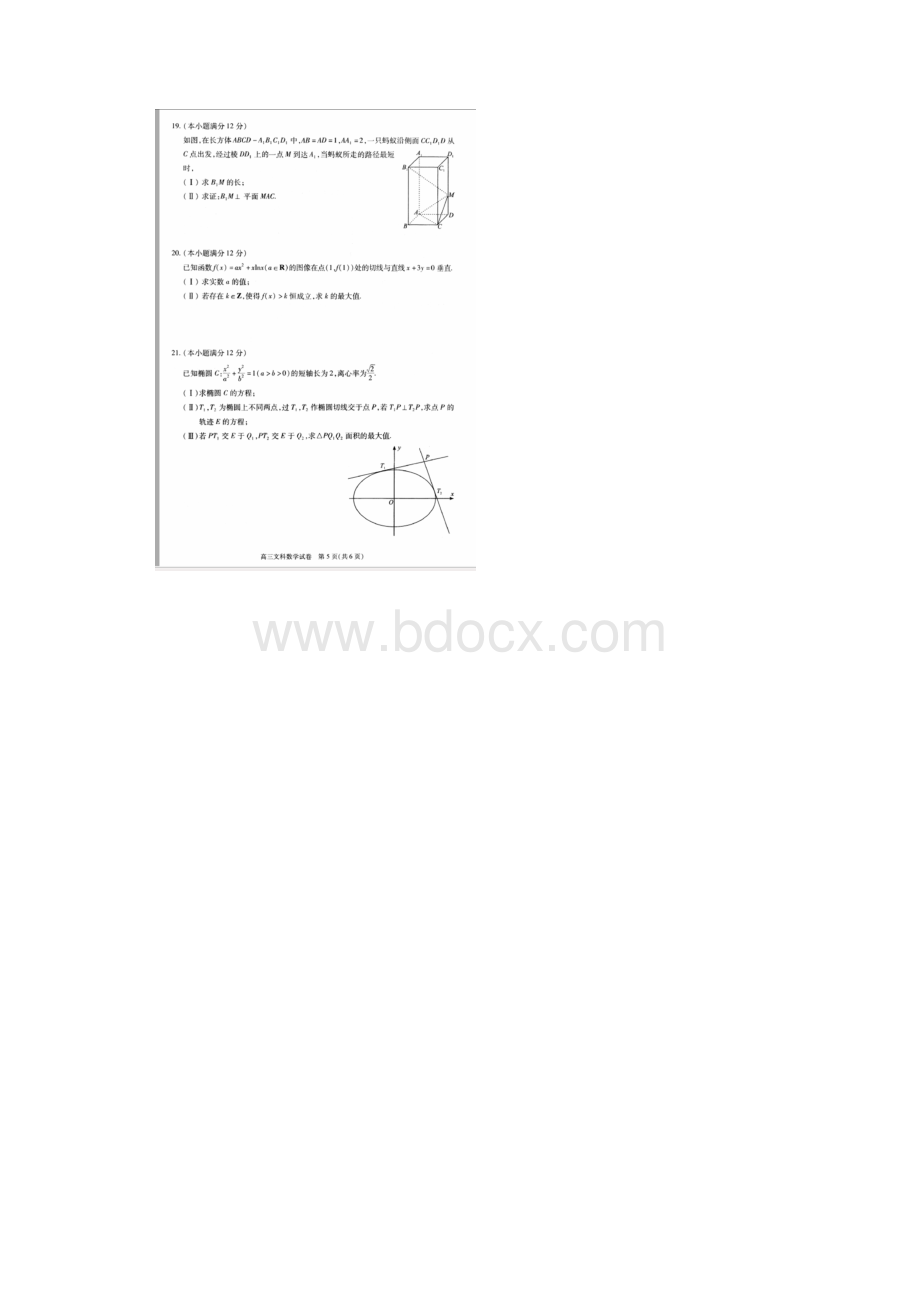 湖北省武汉市届高中毕业班五月模拟考试数学文试题扫描版.docx_第3页