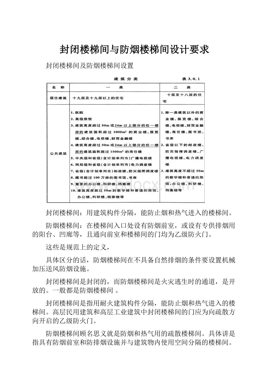 封闭楼梯间与防烟楼梯间设计要求.docx