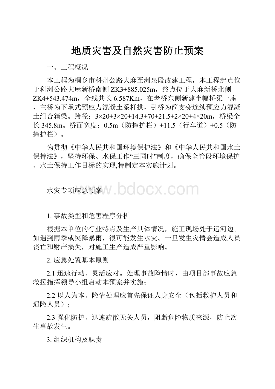 地质灾害及自然灾害防止预案.docx