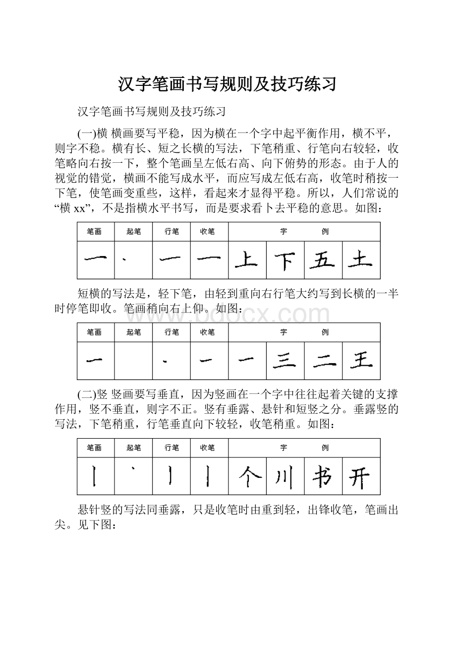 汉字笔画书写规则及技巧练习.docx