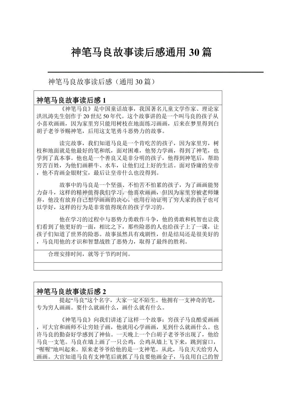 神笔马良故事读后感通用30篇.docx