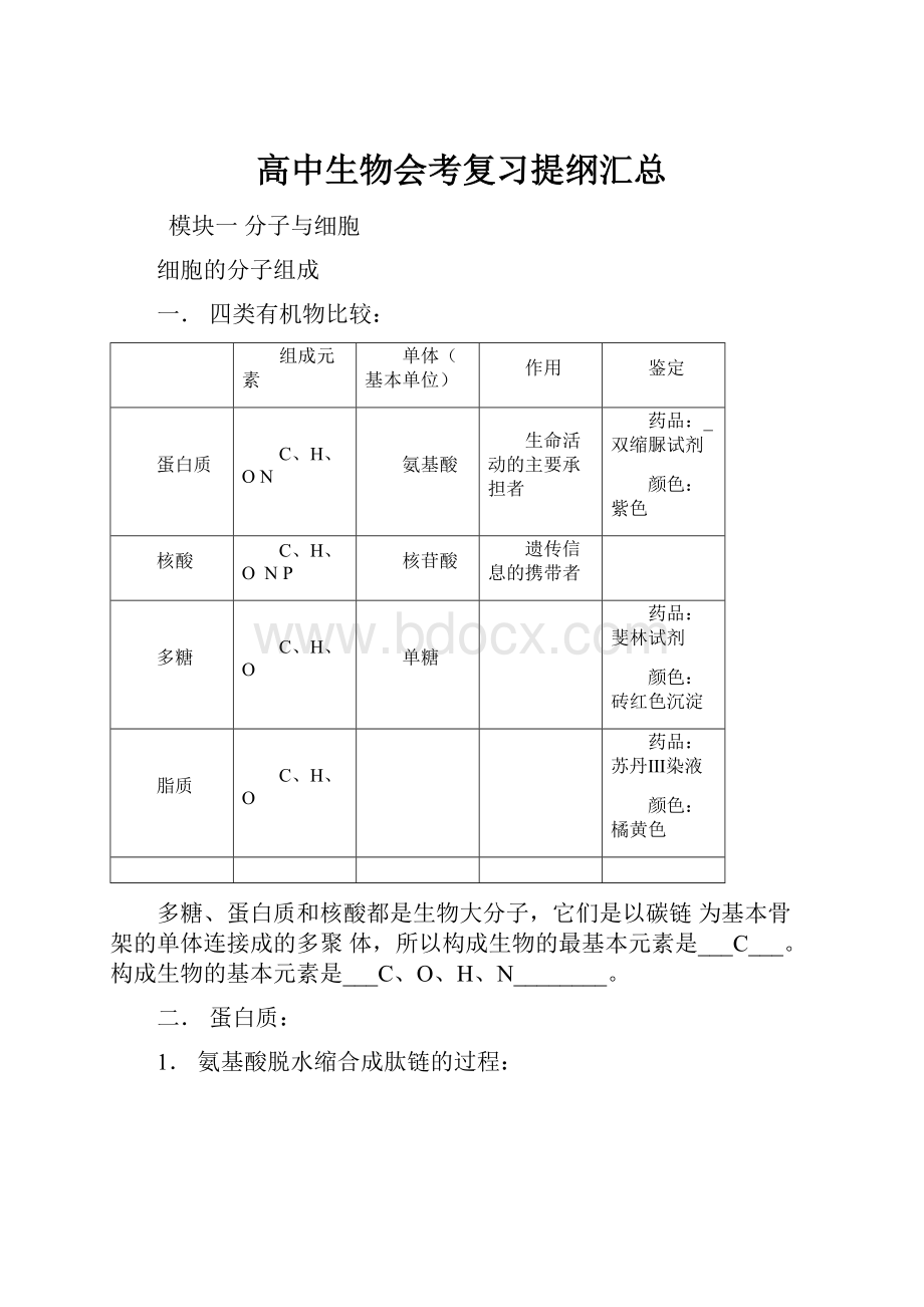 高中生物会考复习提纲汇总.docx_第1页