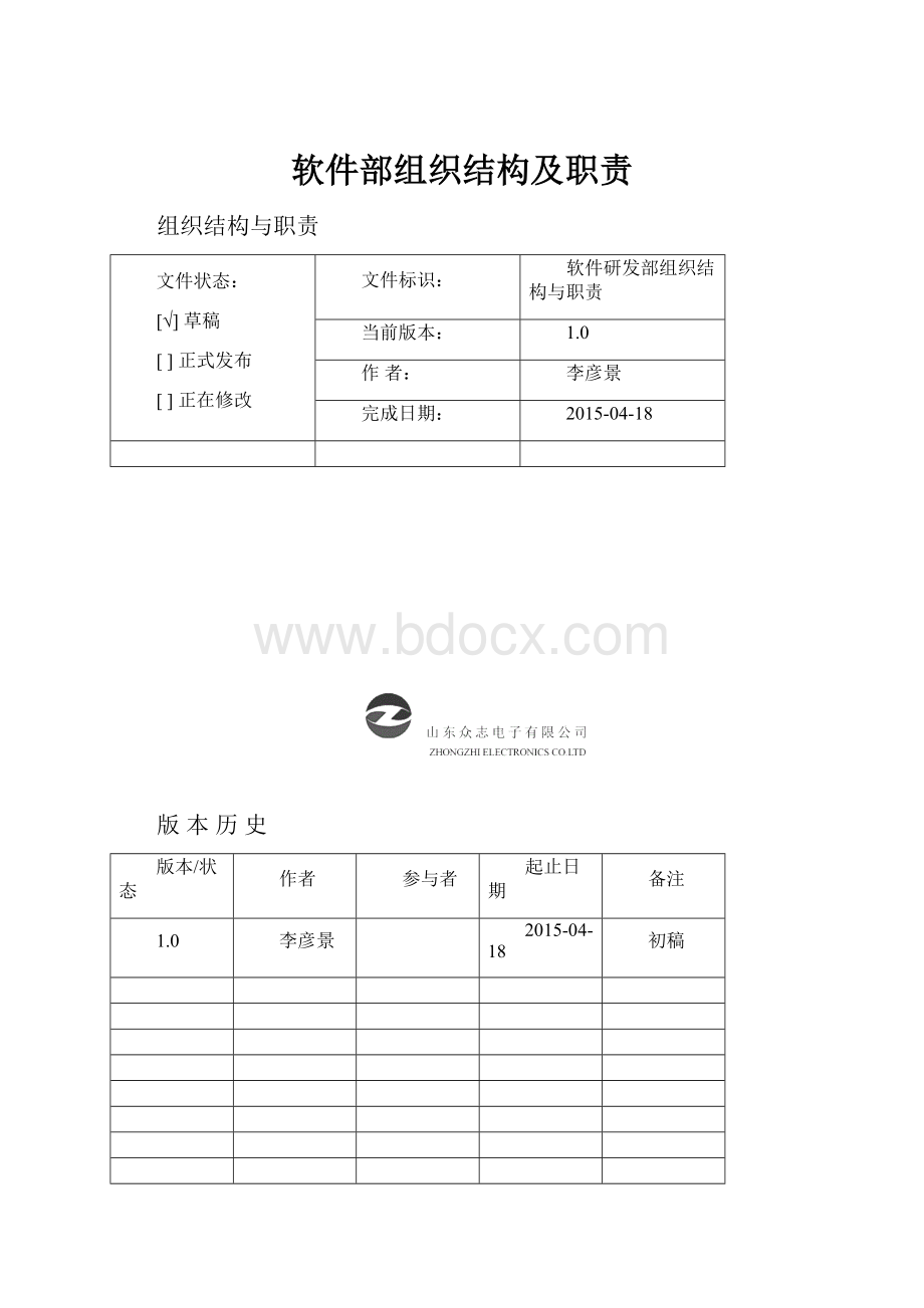 软件部组织结构及职责.docx_第1页