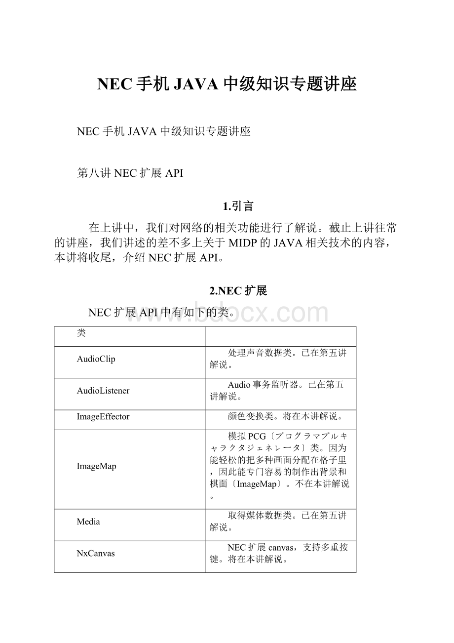 NEC手机JAVA中级知识专题讲座.docx_第1页