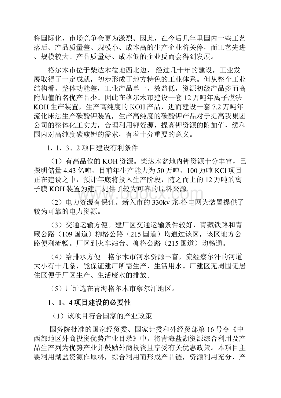 强烈推荐年产7462万吨碳酸钾工程项目可研报告.docx_第3页