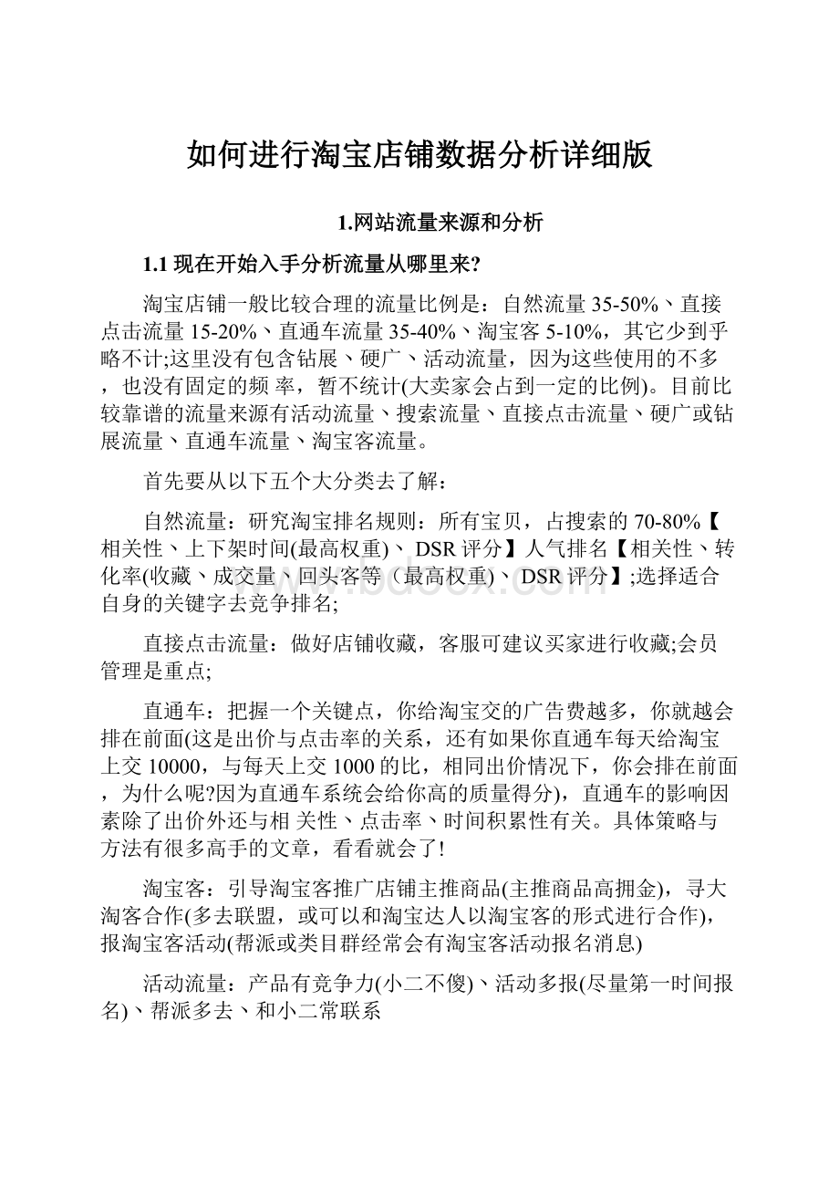 如何进行淘宝店铺数据分析详细版.docx