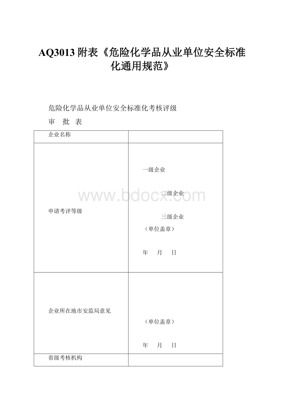 AQ3013附表《危险化学品从业单位安全标准化通用规范》.docx