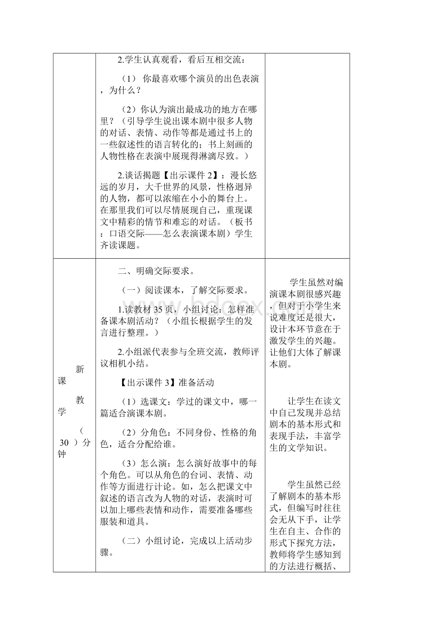 部编版五年级语文下册第二单元《口语交际怎么表演课本剧》表格教案.docx_第2页