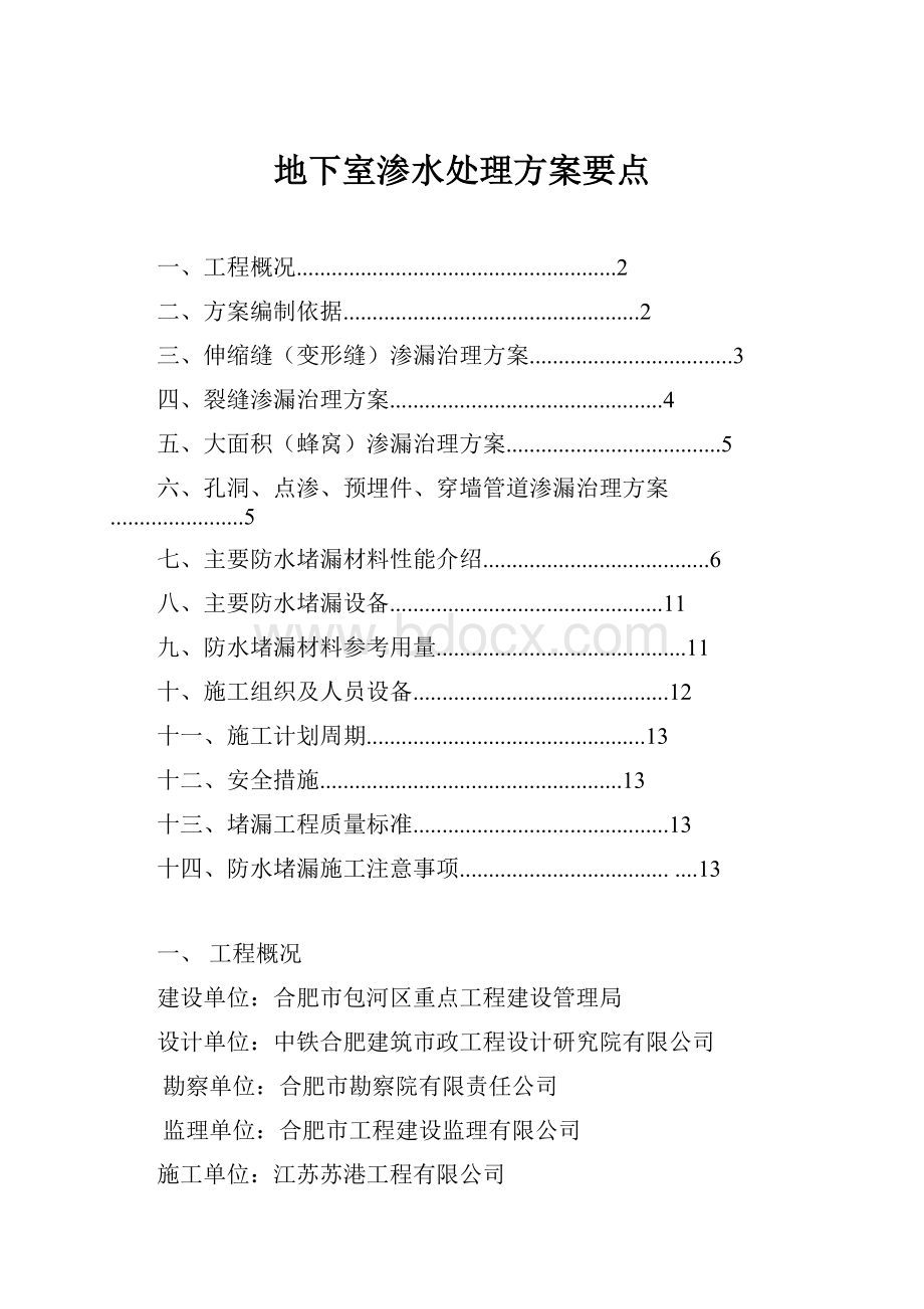 地下室渗水处理方案要点.docx