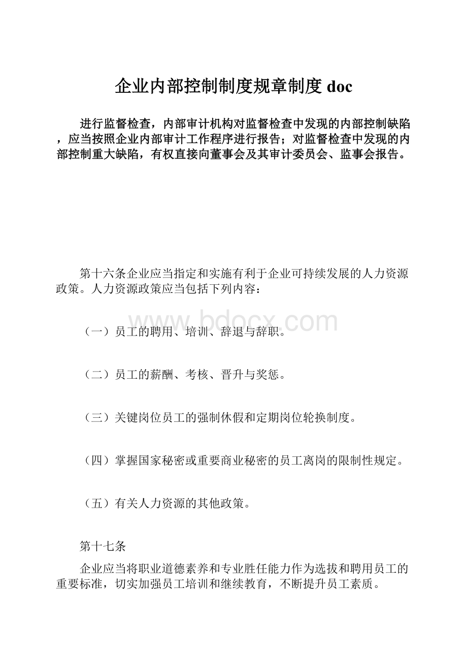 企业内部控制制度规章制度doc.docx_第1页