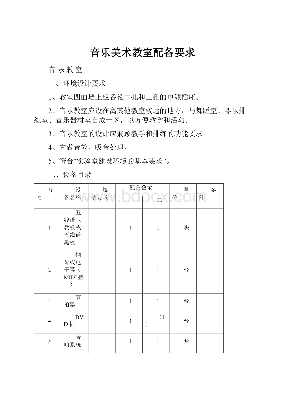 音乐美术教室配备要求.docx