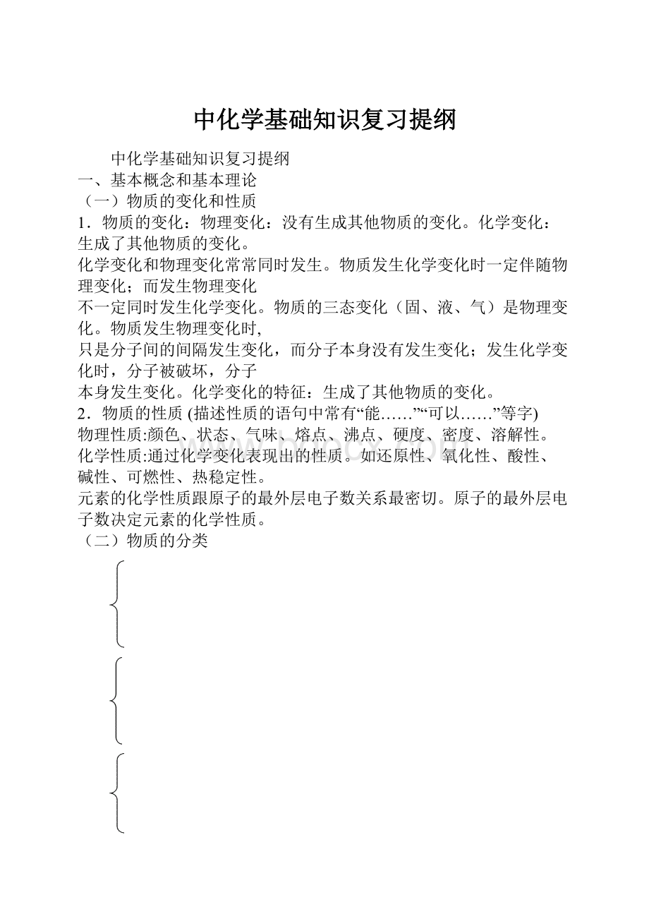 中化学基础知识复习提纲.docx