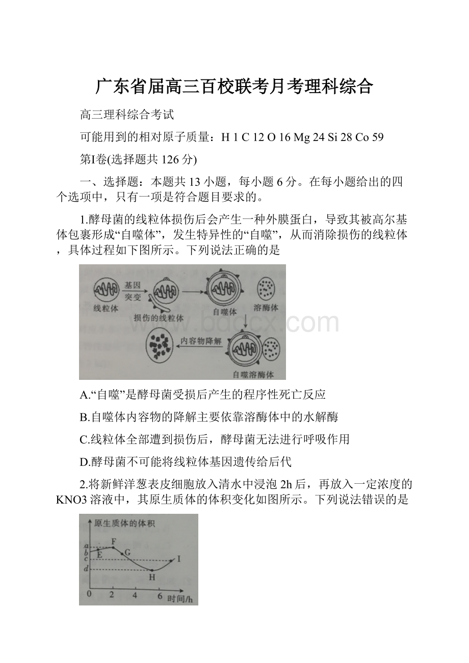 广东省届高三百校联考月考理科综合.docx_第1页